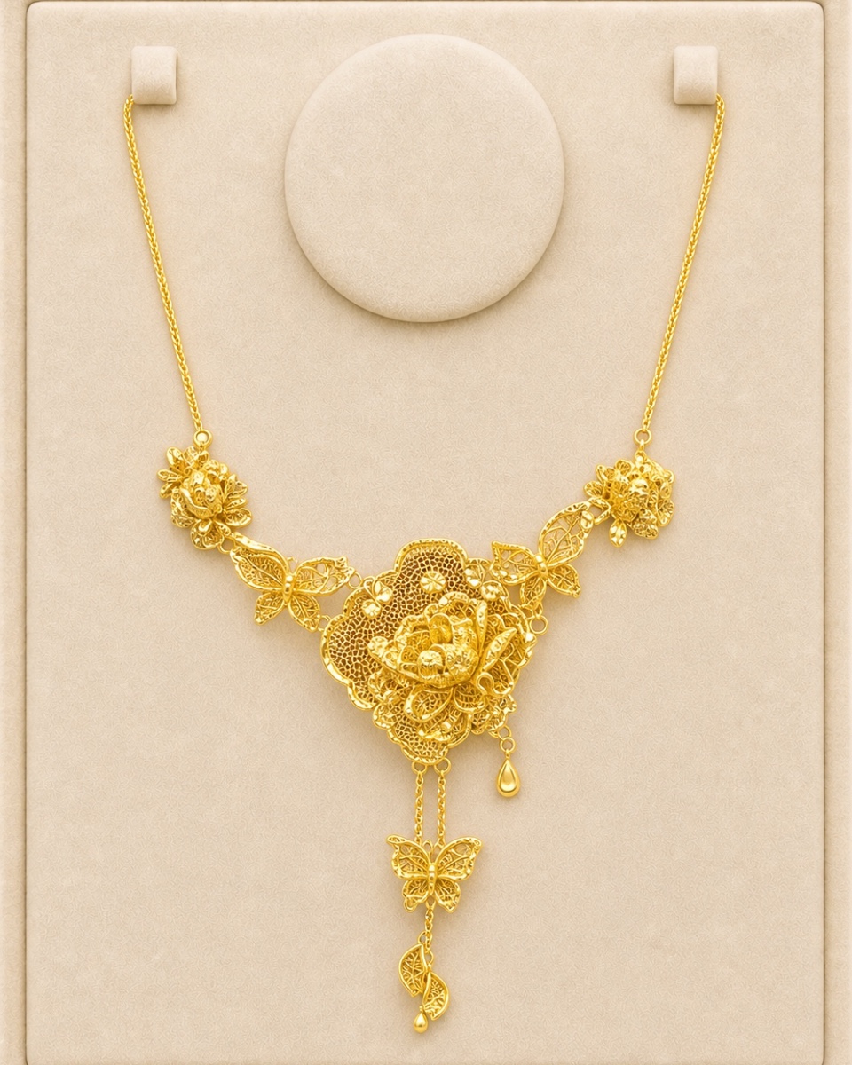 Style reference · Floral butterfly drop necklace